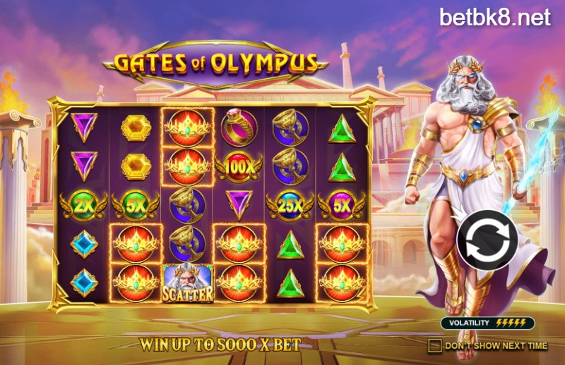 Giao diện chơi game nổ hũ Gates of Olympus tại BK8