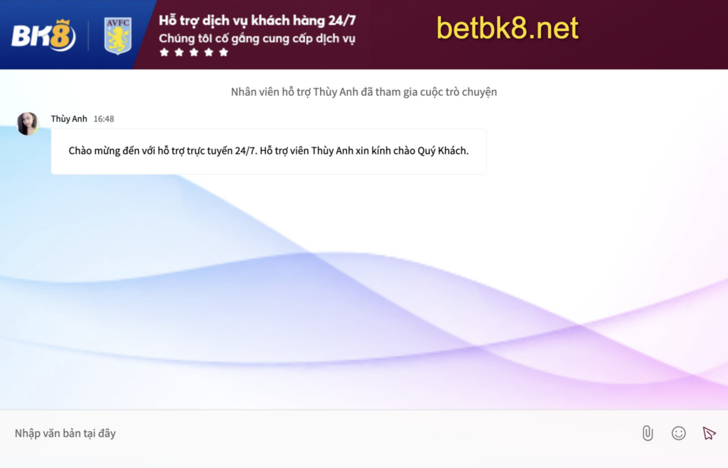 Bk8 phản hồi khách hàng nhanh chóng qua live chat